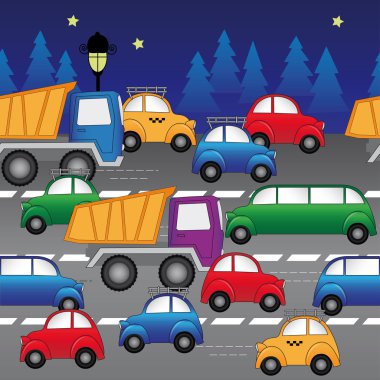 Cars on the highway. seamless vector pattern clipart