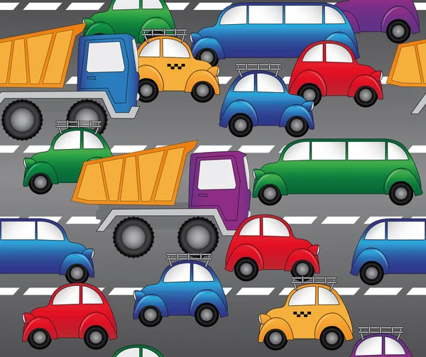 Cars on the highway. seamless vector pattern — Stock Vector