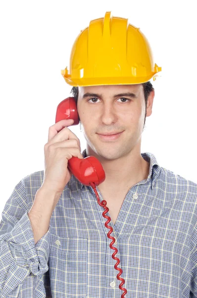 Trabalhador a falar ao telefone — Fotografia de Stock