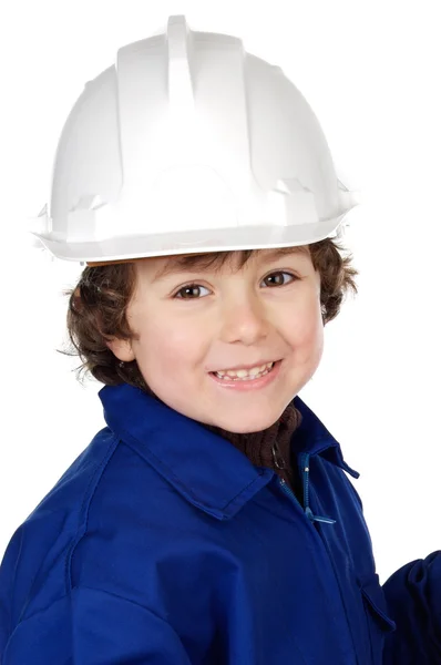 Criança adorável com um capacete — Fotografia de Stock