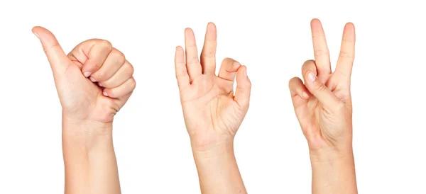 Three hands making the sign of Ok — Stock Photo, Image
