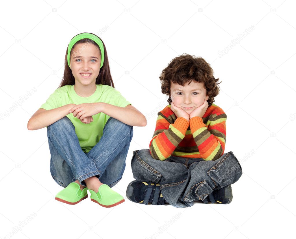 Couple of children sitting