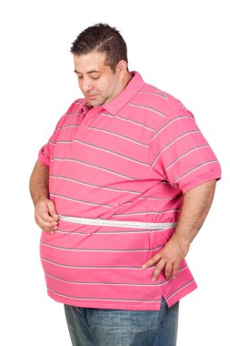 Fat man with a tape measure clipart