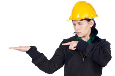 Engineer indicating a hand empty clipart