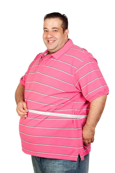 Hombre gordo con cinta métrica — Foto de Stock