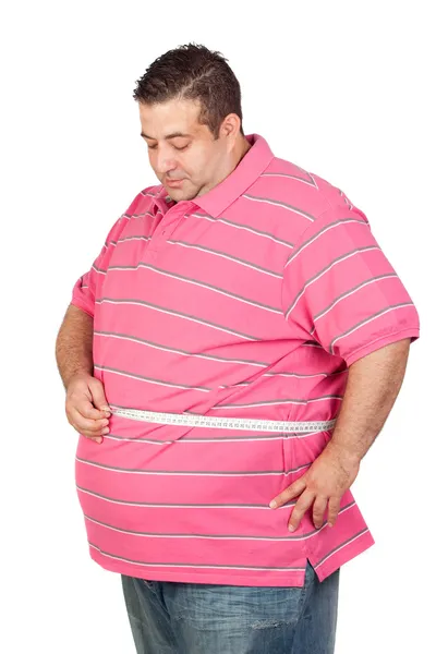 Gordo com fita métrica — Fotografia de Stock