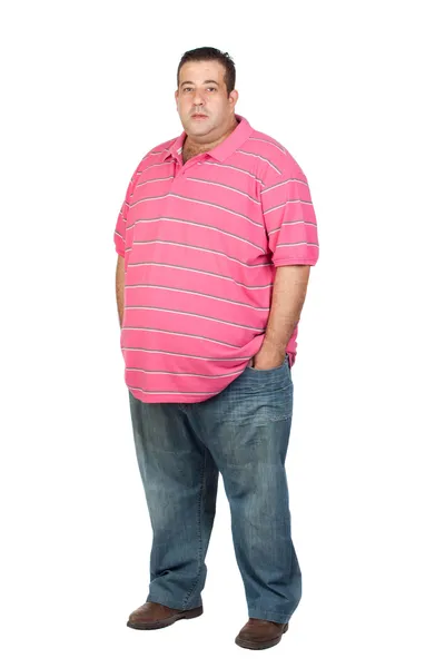 Hombre gordo con camisa rosa — Foto de Stock