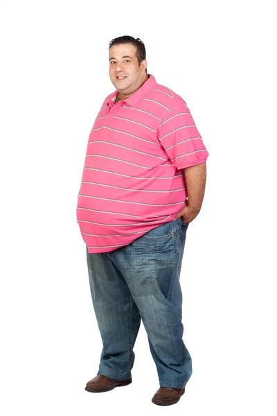 Fat man with pink shirt — Stock Photo, Image