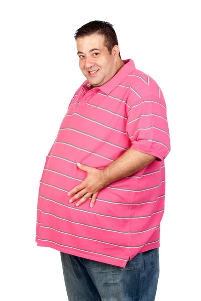 Hombre gordo con camisa rosa — Foto de Stock