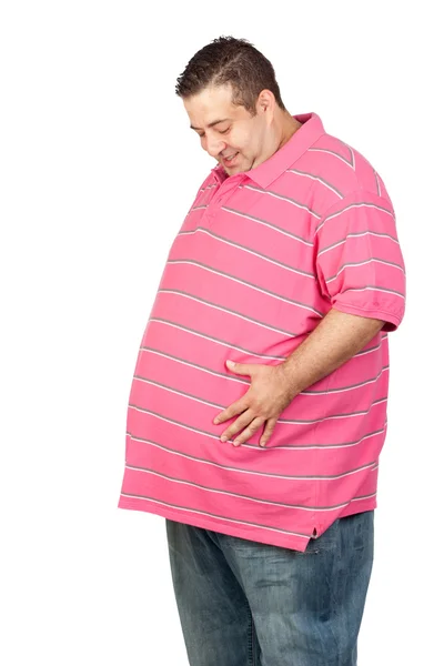 Жирний чоловік з рожевою сорочкою — стокове фото