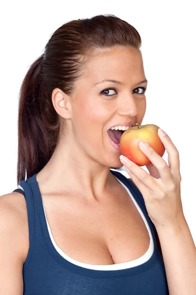 Ginástica menina com uma maçã — Fotografia de Stock