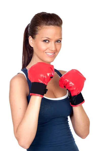 Приваблива дівчина практикує бокс — стокове фото