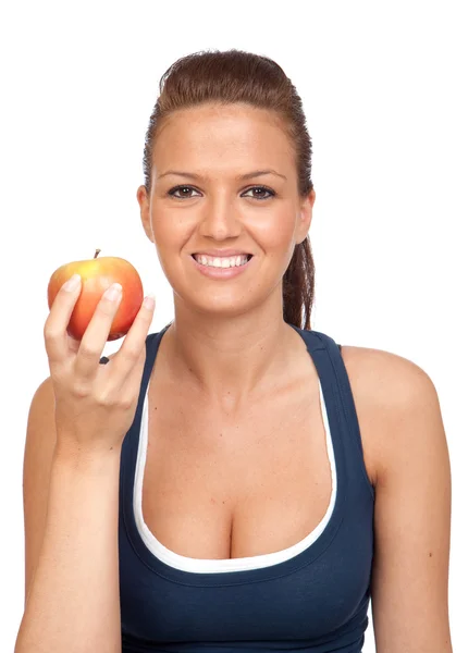 Gymnastics girl with an apple — Stock Photo, Image