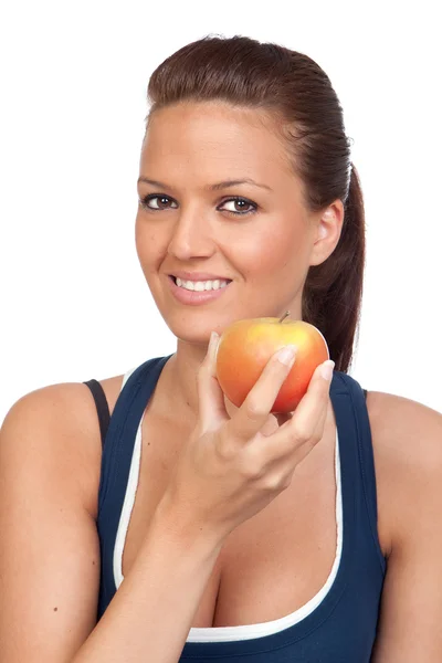 Chica de gimnasia con una manzana — Foto de Stock