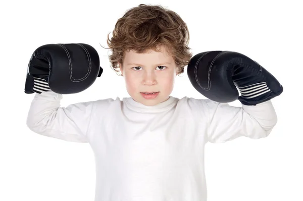 Chłopiec w rękawiczkach bokserskich — Zdjęcie stockowe