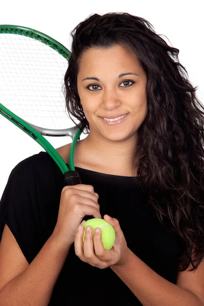 有吸引力的女孩用网球拍 — 图库照片