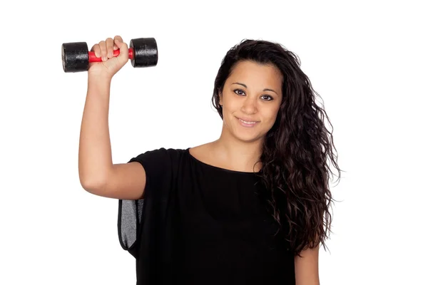 Chica atractiva con un entrenamiento con pesas —  Fotos de Stock