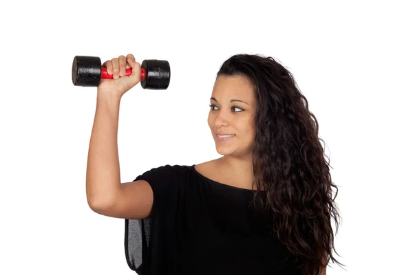 Chica atractiva con un entrenamiento con pesas — Foto de Stock