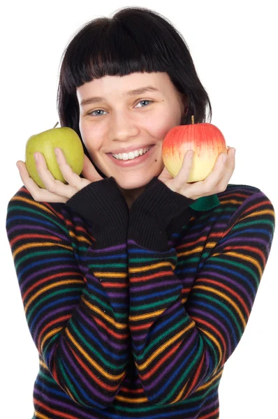 Adolescente com maçãs — Fotografia de Stock