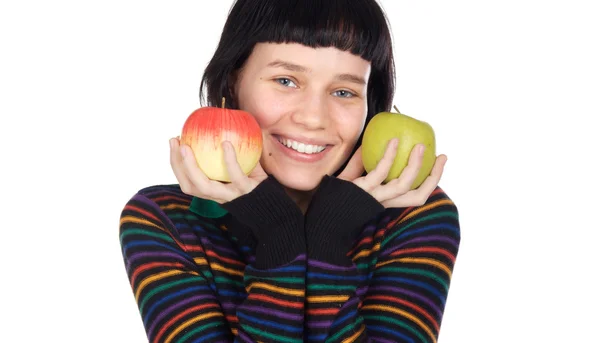 Serdülő almával — Stock Fotó