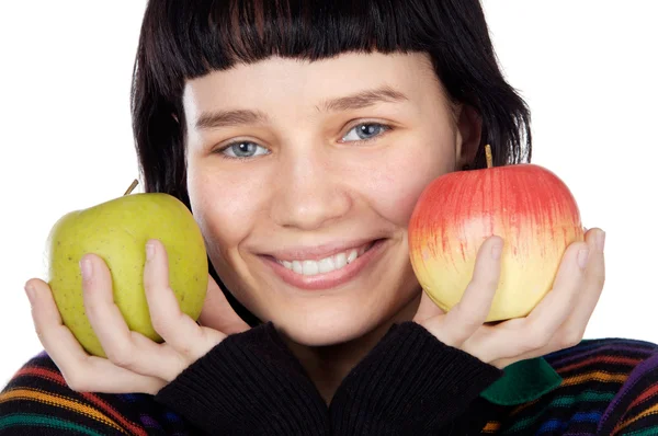 Adolescente com maçãs — Fotografia de Stock