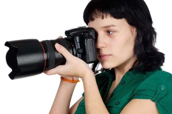 写真のカメラを保持している女性 — ストック写真