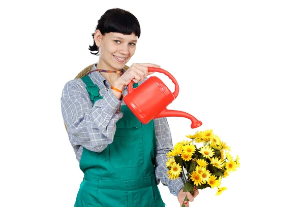 Mujer vestida de jardinero —  Fotos de Stock
