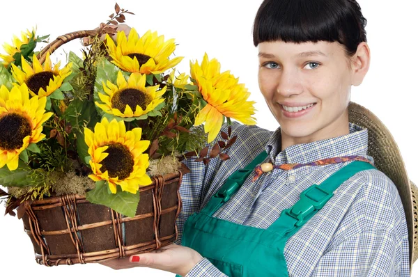 Красива жінка садівник — стокове фото