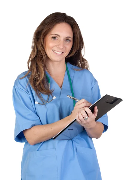 Doctor woman doing report Royalty Free Stock Photos