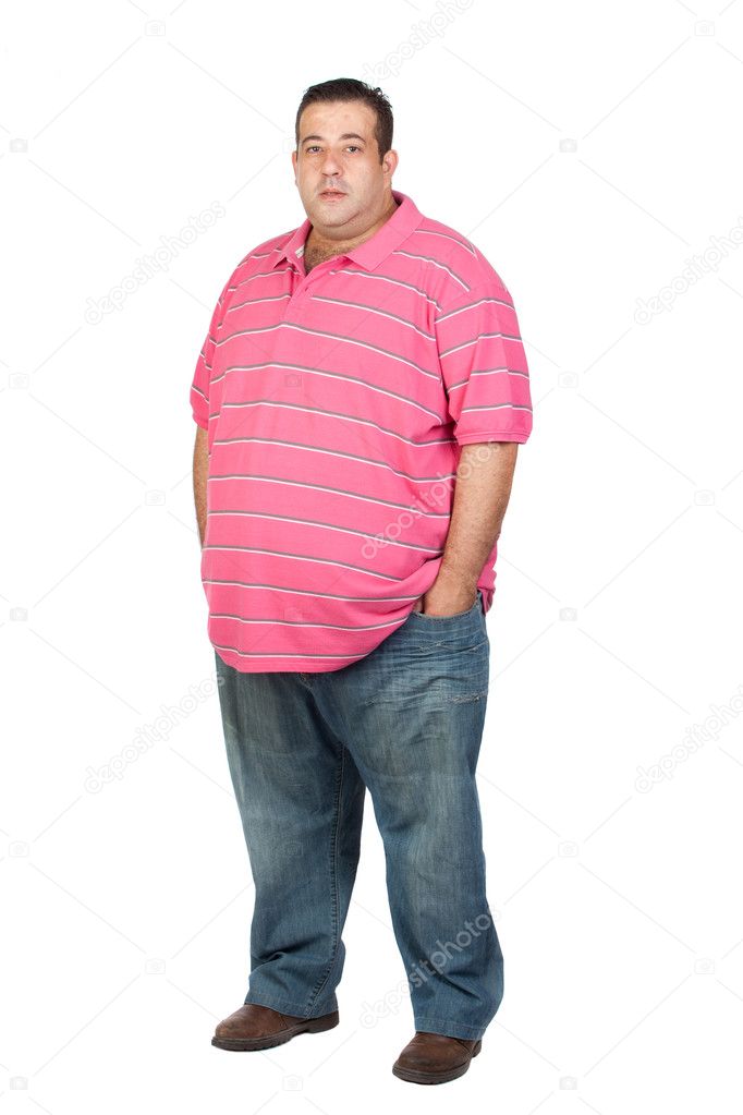 Fat man with pink shirt
