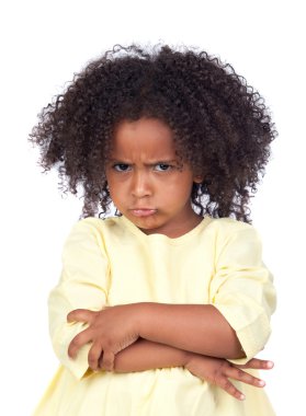 Angry little girl with beautiful hairstyle clipart