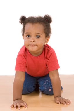 Adorable african baby crawl clipart