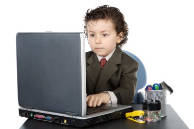 Child with computer clipart