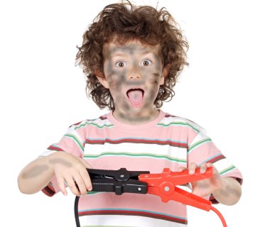 Boy victim with electricity clipart