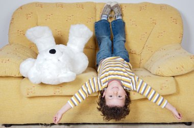 Boy and teddy bear clipart