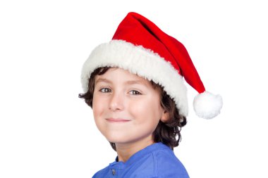 Noel Baba şapkası ile komik çocuk