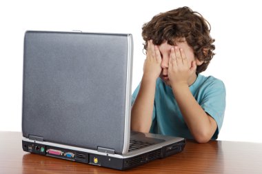 Kid covering his eyes clipart