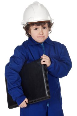 Adorable future builder gotten upset with folder clipart