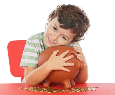 Boy whit money box clipart