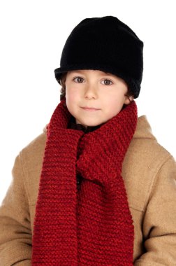 Child handsome very warm with hat and scarf wool Child handsome clipart