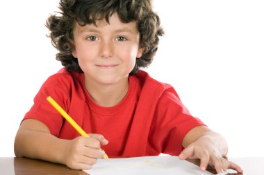 adorable niño estudiando