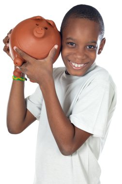 Boy with a money box clipart