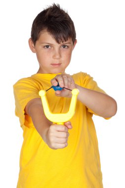 Bad boy with a slingshot clipart