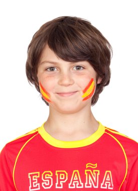 Smiling child fan of the Spanish team