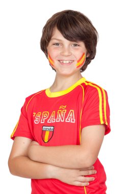 Smiling child fan of the Spanish team