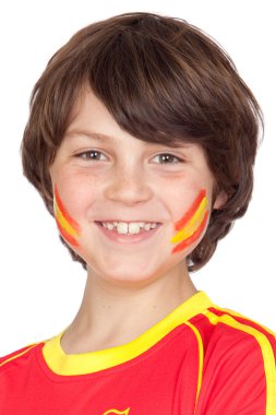 Smiling child fan of the Spanish team