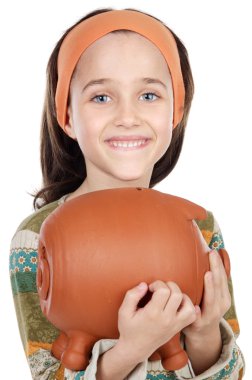 Girl putting its savings clipart