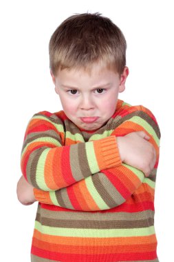 Angry child with crossed arm clipart