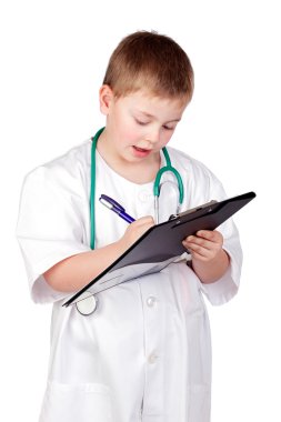 Funny child with doctor uniform clipart