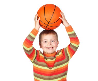 Funny child with a basketball clipart